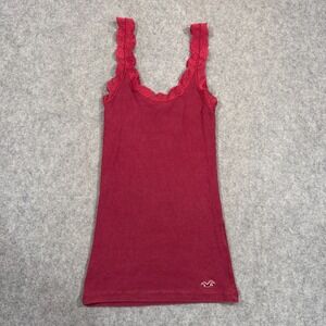 Hollister Vintage Y2k Red Lace Trim Camisole Tank Top Women's Size Medium